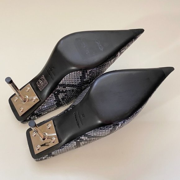 $1015 Balenciaga Metal Heels Snake Print Mule - Picture 5 of 9